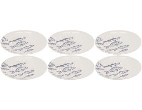 Vaisselle en porcelaine blanche Banc de Poissons (Assiette 19cm)