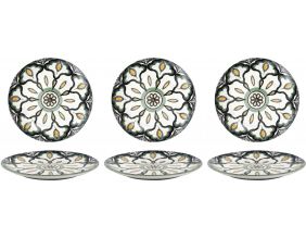 Assiettes en porcelaine décorée Mandala (Lot de 6) (Assiettes plates - 19 cm)