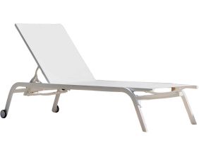 Bain de soleil en aluminium avec roulettes Marbella (Blanc)