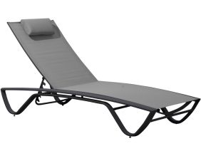 Bain de soleil multi-positions en aluminium et textilène Figari (Gris)