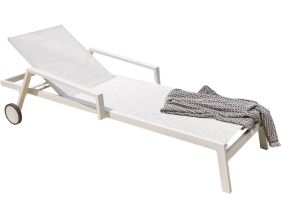 Bain de soleil multi-positions en aluminium et textilène Ibiza (Blanc)