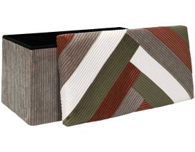 Banc coffre pliable patchwork côtelé Scott