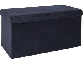 Banc coffre pliable en velours Rétro (Bleu nuit)