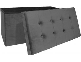 Banc coffre pliable en velours 8 boutons (Gris)