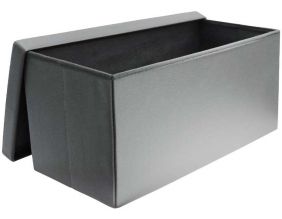 Banc coffre de rangement en polyuréthane Zoé (Gris)