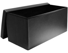 Banc coffre de rangement en polyuréthane Zoé (Noir)