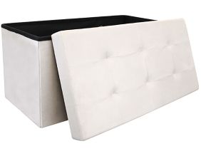 Banc coffre de rangement en suédine Lina (Beige clair)