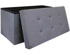 Banc coffre de rangement en suédine Lina (Gris anthracite)