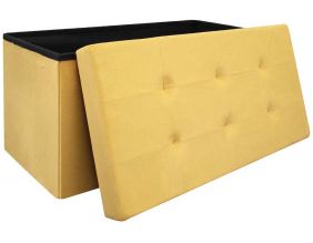 Banc coffre de rangement en suédine Lina (Jaune)