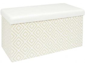 Banc coffre de rangement tressage Mirage (Blanc)