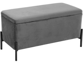 Banc avec coffre de rangement en velours Snog (Gris foncé)