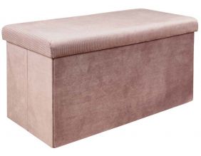 Banc coffre de rangement velours côtelé Giullia (Rose poudré)