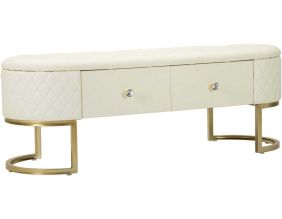 Banc effet matelassé avec 2 tiroirs Sharon 120 x 40 x 43 cm