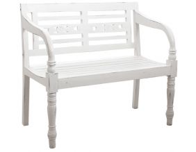 Banc 2 places en acajou (Blanc antique)