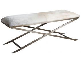 Banc en peau de vache et acier