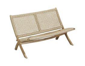 Banc pliant en teck et rotin synthétique beige BAIA (Baia)