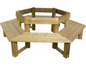 Banc tour d'arbre en bois avec dossier