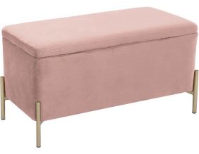 Banc en velours et pieds dorés avec couvercle amovible (Rose poudré)