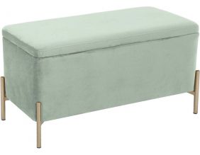 Banc en velours et pieds dorés avec couvercle amovible (Vert)