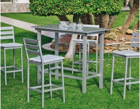 Bar de jardin avec 4 chaises Galicia (Gris clair)