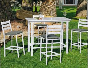 Bar de jardin avec 4 chaises Galicia (Blanc)