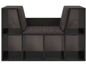 Bibliothèque avec banc en aggloméré Livora (Anthracite)