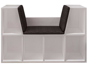 Bibliothèque avec banc en aggloméré Livora (Blanc et anthracite)