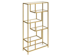 Bibliothèque en métal et verre trempé Bryce (Doré)