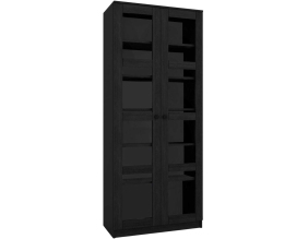 Bibliothèque 2 portes en aggloméré et verre Lucas (Noir)