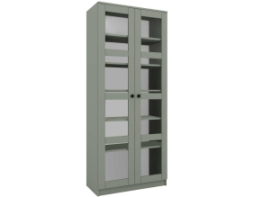 Bibliothèque 2 portes en aggloméré et verre Lucas (Vert)