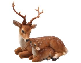 Biche avec son faon en résine 21 x 13 x 20 cm