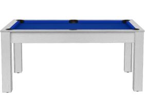 Billard convertible table 6 personnes Texas (Blanc boisé et bleu (tapis))