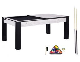 Billard convertible en table à manger 6 personnes Verviers (Marbre, Noir)