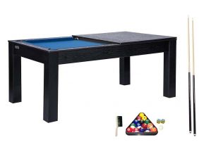 Billard convertible en table à manger 6 personnes Verviers (Noir, Bleu (tapis))