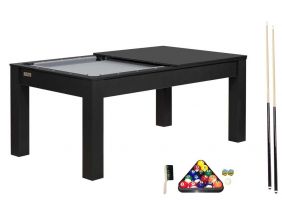 Billard convertible en table à manger 6 personnes Verviers (Noir, Gris (tapis))