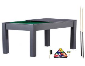 Billard convertible en table à manger 6 personnes Verviers (Noir, Vert (tapis))