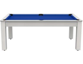 Billard convertible table 8 personnes Arizona - plateau & accessoires non fournis (Blanc boisé ; Bleu (plateau))