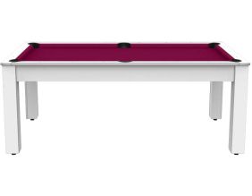 Billard convertible table 8 personnes Arizona - plateau & accessoires non fournis (Blanc boisé ; Prune (plateau))