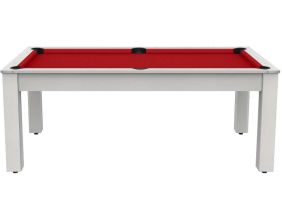 Billard convertible table 8 personnes Arizona - plateau & accessoires non fournis (Blanc boisé ; Rouge (plateau))