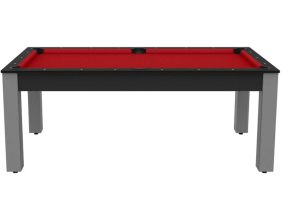 Billard convertible table 8 personnes Arizona - plateau & accessoires non fournis (Carbone ; Rouge (plateau) ; Gris grainé (pieds))