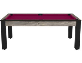 Billard convertible table 8 personnes Arizona (Industriel ; Prune (plateau) ; Noir grainé (pieds))