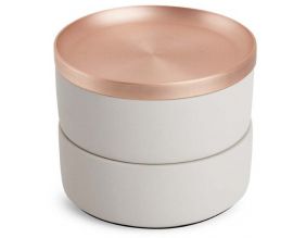 Boite à bijoux imitation marbre blanc Tesora (Béton et cuivré)
