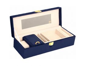 Boîte à bijoux en velours 28x10 cm Chic (Bleu marine)