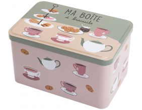 Boîte à biscuits en métal avec imprimés