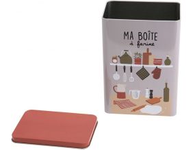 Boîte à farine en métal avec imprimés