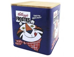 Boite en métal avec couvercle en bois Kellogg's (Bleu)