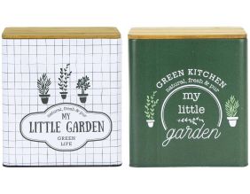 Boite en métal avec couvercle en bois My Little Market (Lot de 2 couleurs assorties )