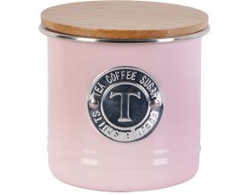 Boîte en métal pour thé en vrac couvercle bambou (Rose)
