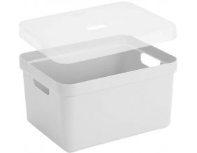 Boite de rangement avec couvercle transparent Sigma home Box 32 L (Blanc)