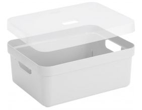 Boite de rangement avec couvercle transparent Sigma home Box 24L (Blanc)